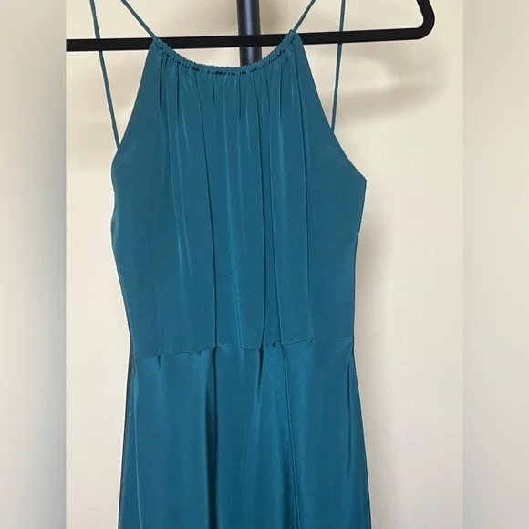 Leith Dress Maxi Long Gown 100% Silk Teal Size M - Picture 3 of 15